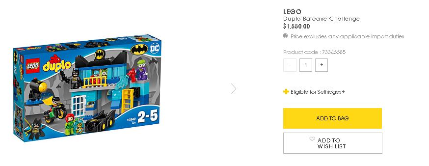 [Selfridge]買玩具好划算! 價差可破千的樂高（Lego）積木玩具