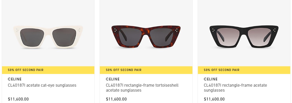 SSENSE 折扣區挖寶六折Balenciaga太陽眼鏡，bug價Celine太陽眼鏡，Burberry童裝折上9折